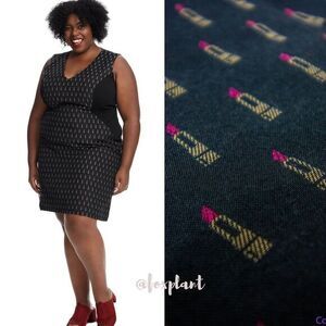 NEW Hutch Anthropologie Lipstick Print Shift Dress, plus‎ size 14W